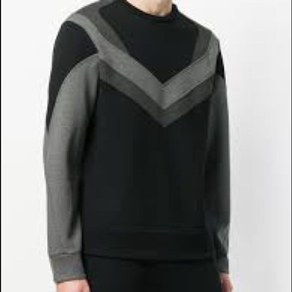 Neil Garrett black charcoal Neoprene sweater sweatshirt zipper side small